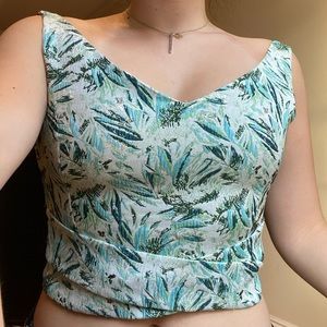 White and green fancy crop top